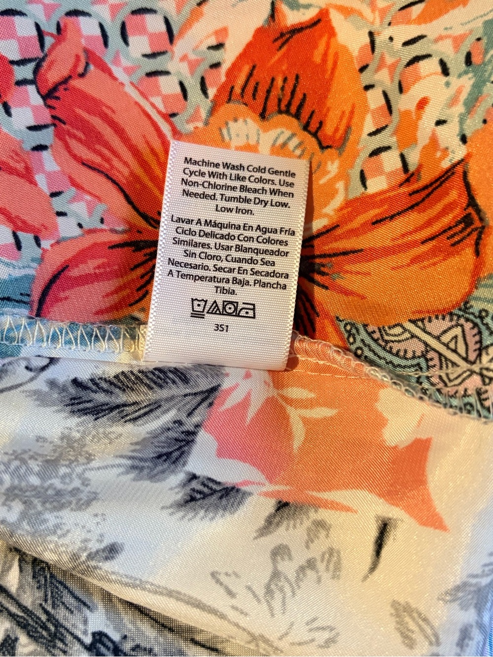XXL Silky Patchwork Lounge Robe - Pink, Blue & Orange Floral Kimono - Picture 8 of 8